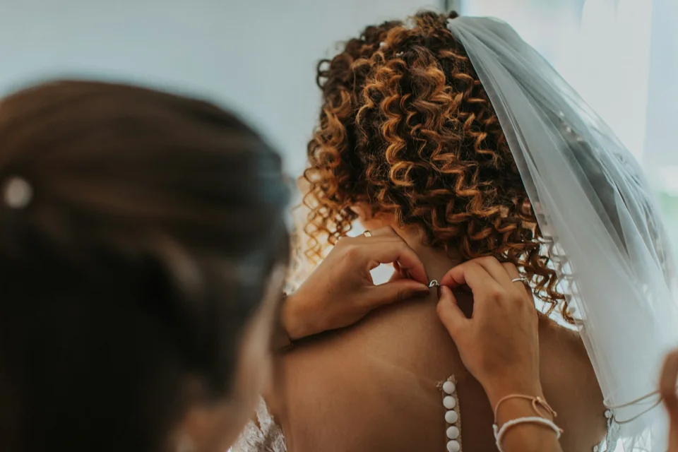 A bride getting ready for her wedding