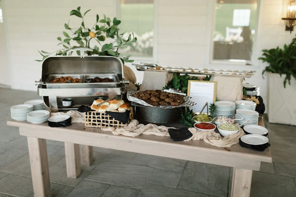 A buffet prepared for a wedding meal