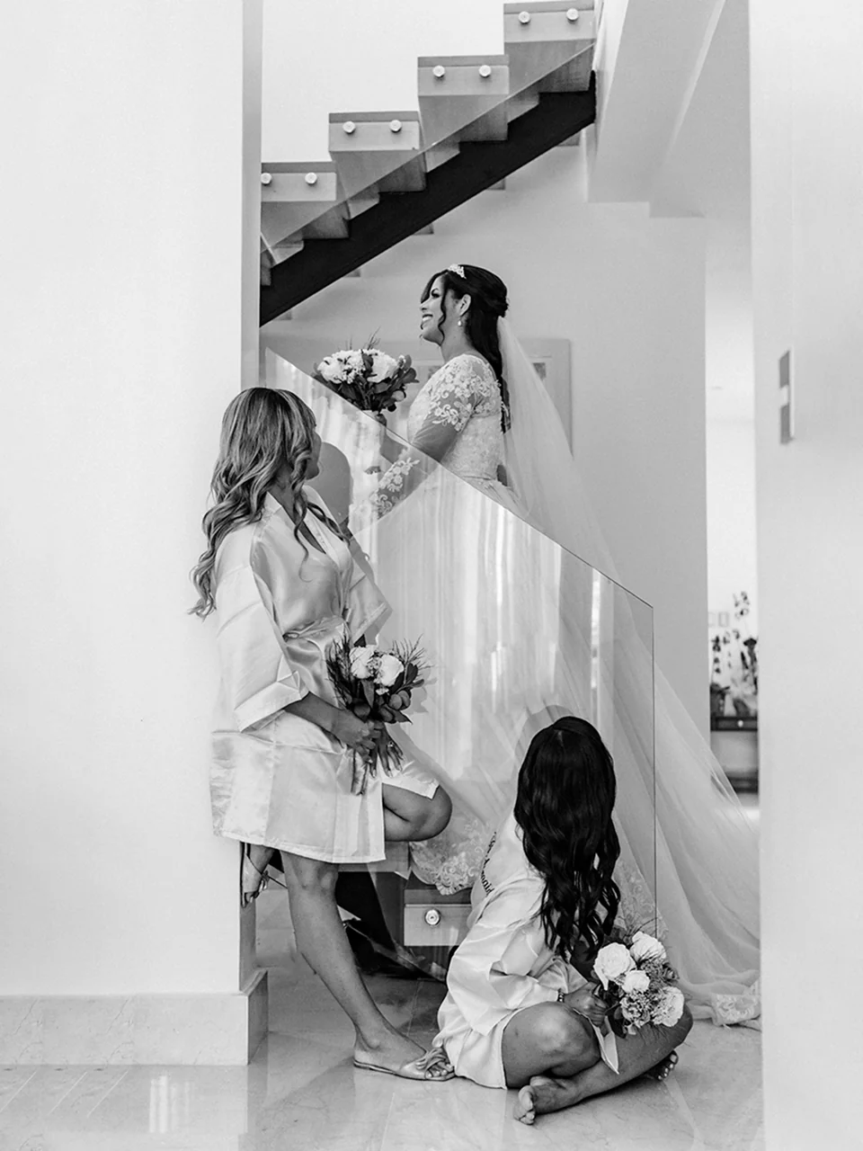 A bride with her bridesmaids before the ceremony